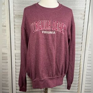 PACIFIC & CO Virginia Beach Embroidered Crewneck Sweatshirt Cranberry Heather-S